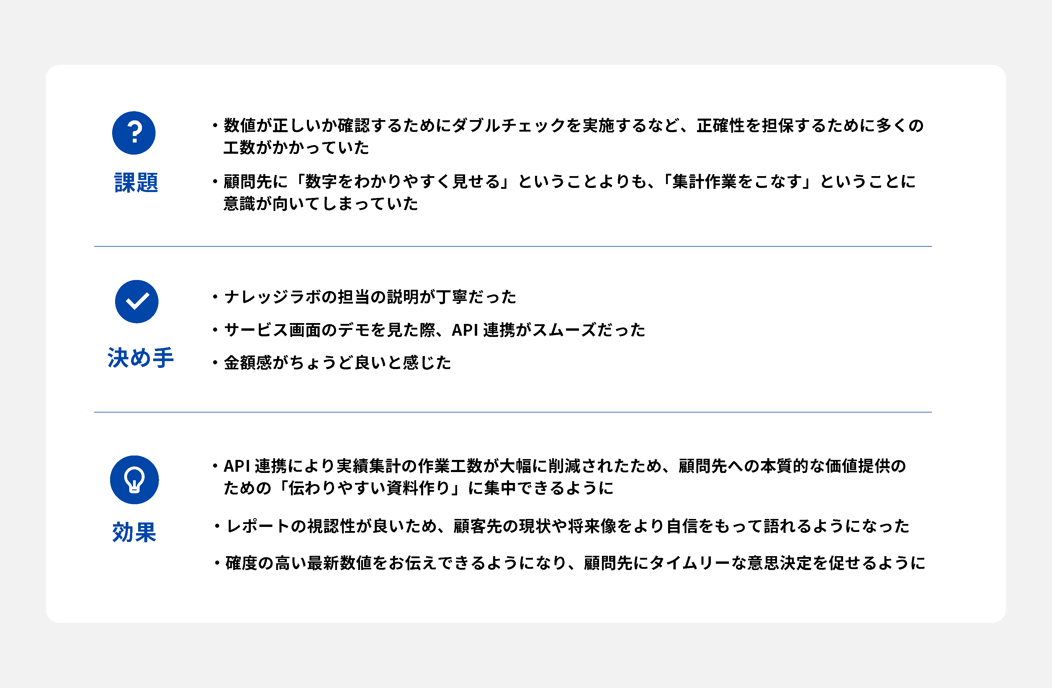 タイムリーな意思決定により、大規模な経費削減を実現！作業工数の大幅 